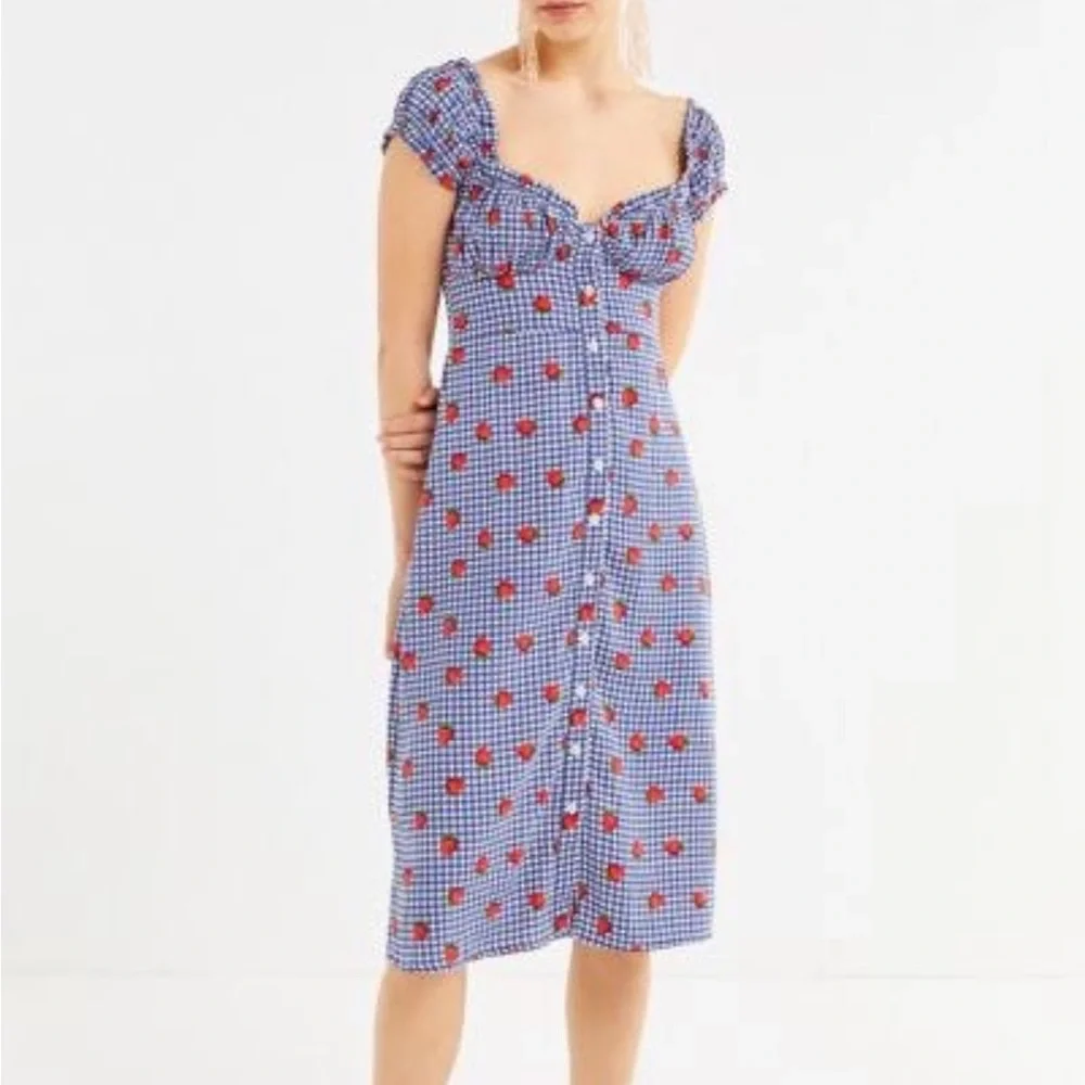 Urban Outfitters Women's XS Strawberry Dress Y2K milkmade Cottagecore Gingham - Picture 6 of 7